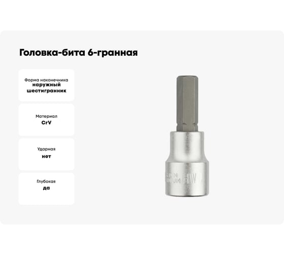Головка-бита 6-гранная 3/4", 19 мм, 80 мм FORCE 36408019