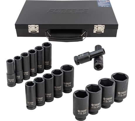 Набор ударных 6-гранных головок 17 предметов, 1/2" Forsage F-4172-5MPB(54902)