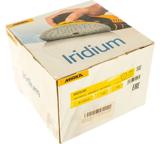 Лист шлифовальный на бумажной основе IRIDIUM (150 мм, 121 отверстий, Р120, 100 шт) Mirka 246CH09912