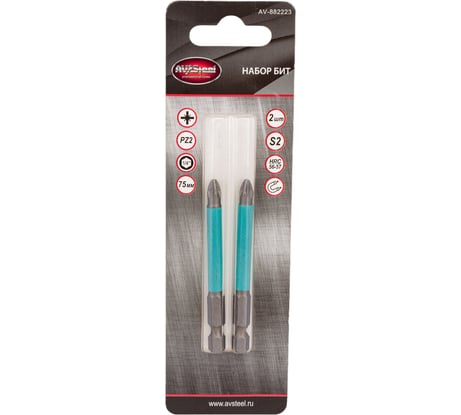 Биты PZ2x75мм S2 2шт AV Steel AV-882223