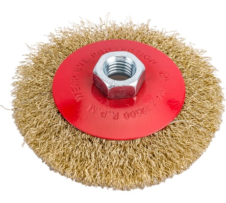 Щетка тарельчатая (100 мм; М14; латунированная волнистая 0.35 мм) для УШМ Elitech 1820.075100