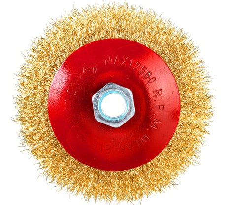 Щетка тарельчатая (115 мм; М14; латунированная волнистая 0.35 мм) для УШМ Elitech 1820.075200