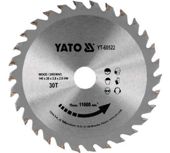 Диск с карбид вольфрамом, 140x20x2,8x2,0/30 зубьев YATO YT-60522