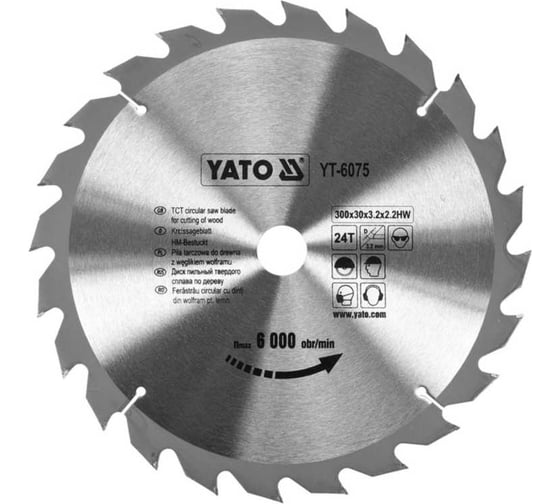 Диск с карбид вольфрамом, 300x30x3,2x2,2/24 зубья YATO YT-6075