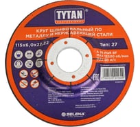 Круг шлифовальный по металлу и нержавеющей стали Professional 115x6x22.2 мм Tytan 11609 263824