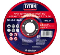 Круг шлифовальный по металлу и нержавеющей стали Professional 125x6x22.2 мм Tytan 11784 263829