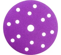 Шлифовальный круг на пленочной основе фиолетовый, 150 мм, 15 отверстий, Р80, 100 шт LIGREAT TL12186