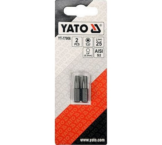 Бита TORX T27, 2 шт, 1/4", 25 мм YATO YT-77906