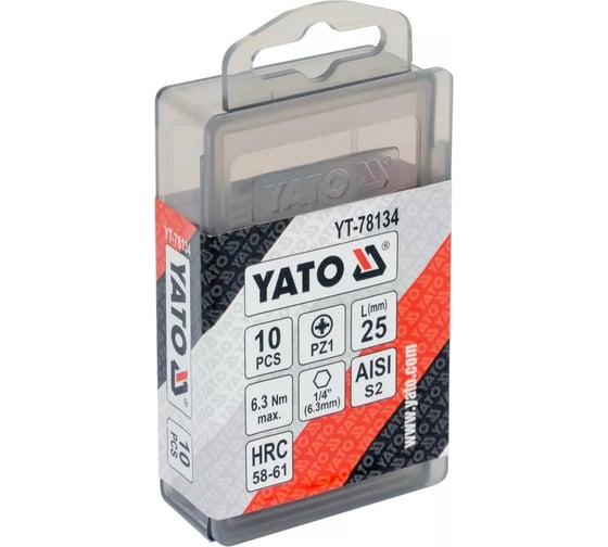 Бита крестовая PZ1, 10 шт, 1/4", 25 мм YATO YT-78134