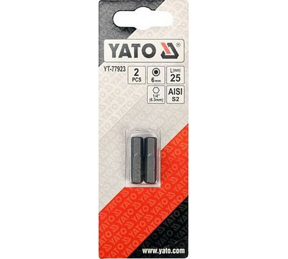 Бита HEX H6, 2 шт, 1/4", 25 мм YATO YT-77923