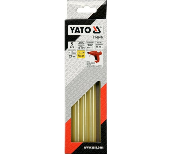 Стержни для клеевого пистолета 11x200 мм, 5 шт, желтые YATO YT-82437 1