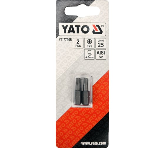 Бита TORX T25, 2 шт, 1/4", 25 мм YATO YT-77905