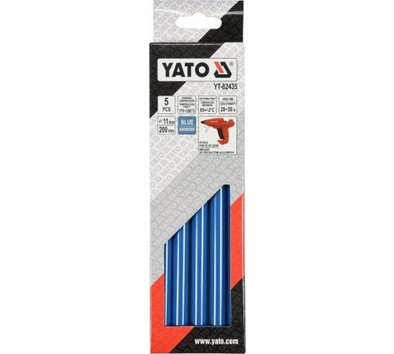 Стержни для клеевого пистолета 11x200 мм, 5 шт, синие YATO YT-82435