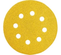 Шлифовальный круг на бумажной основе желтый, 125 мм, 8 отверстий, P280, 100 шт LIGREAT TL12080