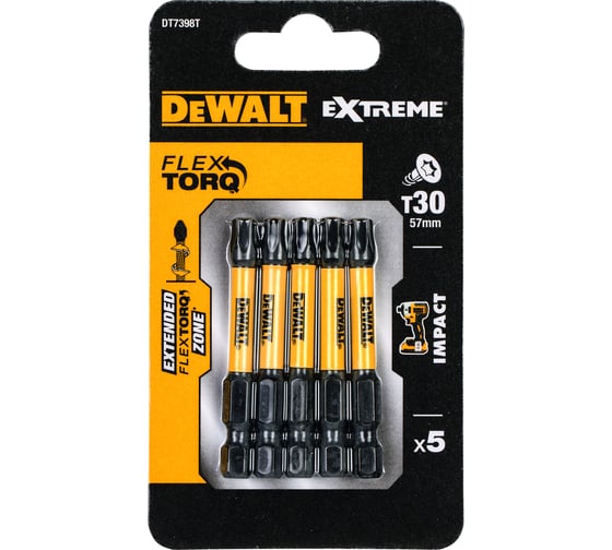 Биты, T30х57 мм, 5 шт. DEWALT DT7398T
