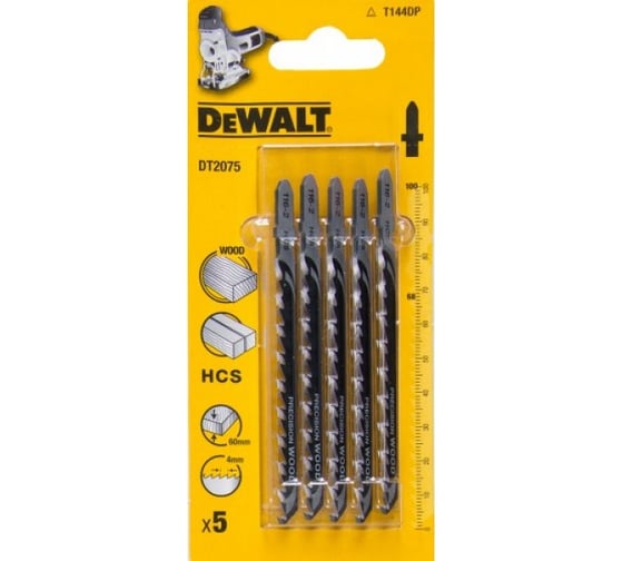 Пилки HCS по дереву 100х68х4.0 мм, T144DP, 5 шт. DEWALT DT2075 1