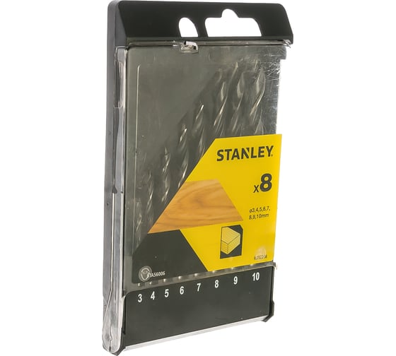 Набор спиральных сверл по дереву 3-4-5-6-7-8-9-10 мм Stanley STA56006