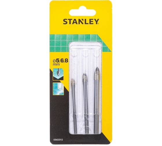 Набор сверл по стеклу, плитке перьев 5-6-8 мм Stanley STA53312