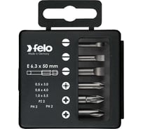 Набор бит шлицевых плоских, PZ2 и PH1-2 50 мм в упаковке, 6 шт Felo 03092516