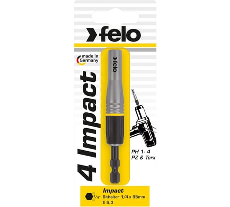 Магнитный ударный битодержатель, Felo 1/4", 95 мм, на блистере, 03829594