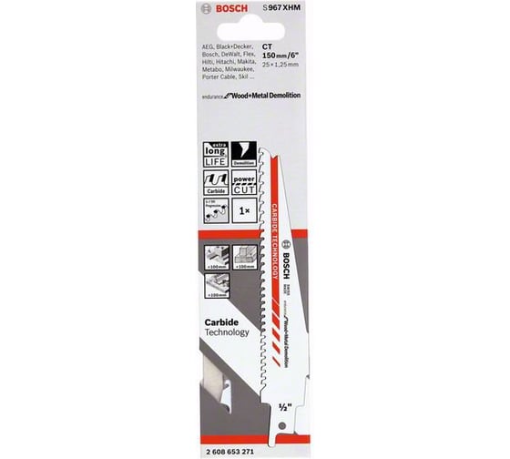 Пилка по дереву и металлу S967XHM Endurance for Wood+Metal Demolition Bosch 2608653271