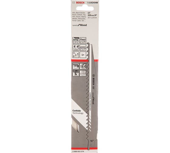 Полотно сабельное S 1142 KHM Speed for Wood (225 мм; 3TPI) Bosch 2608653274
