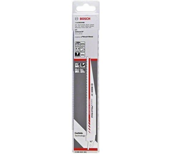 Пилки по дереву и металлу S1156XHM Progressor for Wood+Metal Bosch, 10 шт. 2608653281
