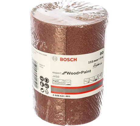 Шлифовальный рулон J450 Expert for Wood+Paint 115x5000 мм, G80 Bosch 2608621465