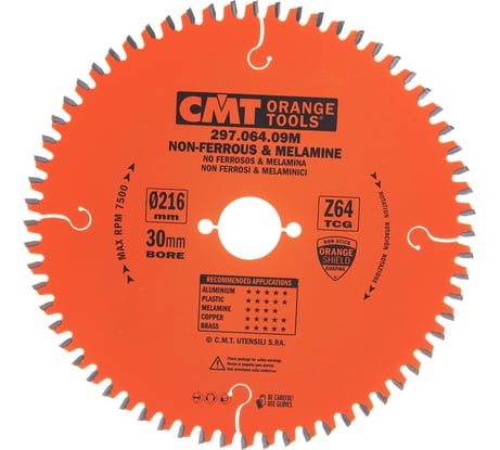 Диск пильный по цветным металлам (216x30х2,8/2,2 мм; 64Т) CMT 297.064.09M