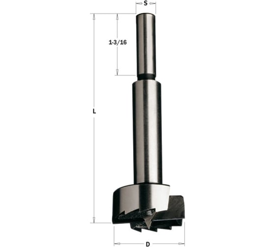 Сверло Форстнера SP 19,05x90 мм, Z=2+2, хвостовик 9,52 мм RH CMT 537.190.31 1