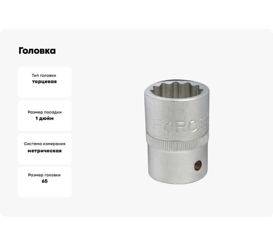 Головка 1", 12 гранная, 65 мм FORCE 58965