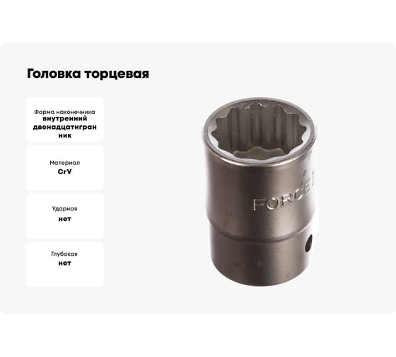 Головка торцевая 12 гранная (26 мм, 36 мм, 3/4")  FORCE 56926