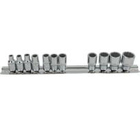 Набор головок 1/4", 12 гранные, дюймовые, на планке,11 шт. FORCE 21110
