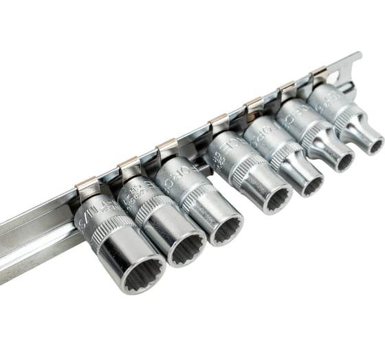 Набор головок 1/4", 12 гранные, дюймовые, на планке,11 шт. FORCE 21110