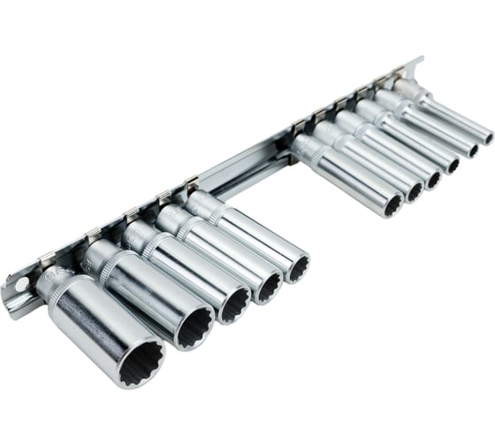 Набор головок 1/4", длинные 12 гранные, дюймовые, на планке,11 шт. FORCE 21110D