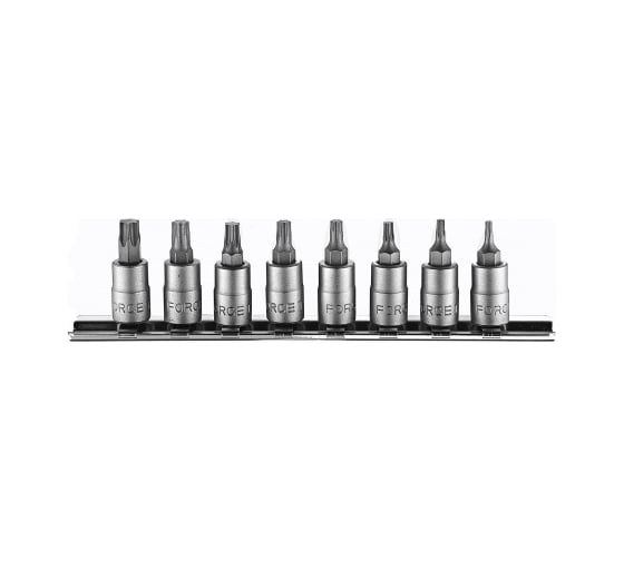 Набор головок-бит TORX с отверстием 1/4", T8H-T40H, 8 шт. FORCE 20812T