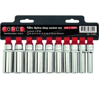 Набор универсальных длинных головок 3/8", Spline, 63 мм, 8-19 мм, 10 шт. FORCE 3108Q