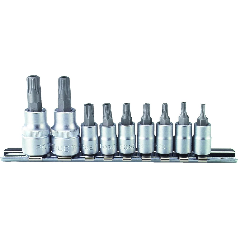 Набор головок-бит 1/4", 3/8" Torx с отверстием, TS10-TS50, 10 шт. FORCE ...