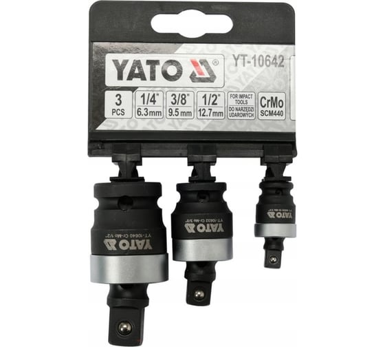 Набор карданов ударных 1/4", 3/8", 1/2" YATO YT-10642