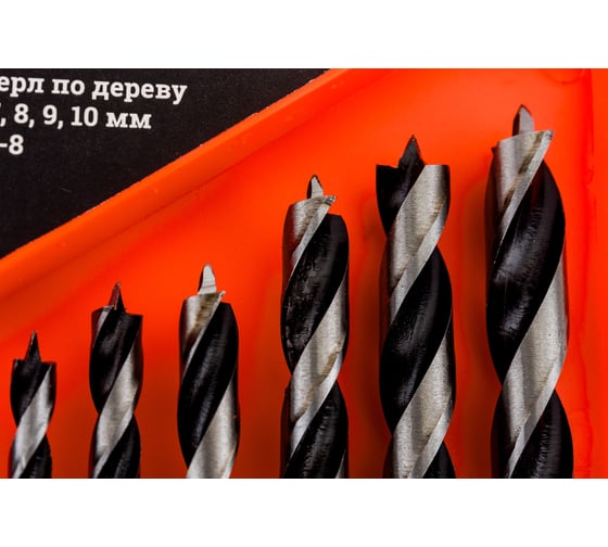 Набор сверл по дереву 3-4-5-6-7-8-9-10 мм, 8 шт, пластиковый кейс Gigant Gdd-8
