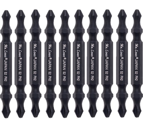 Бита для шуруповерта магнитная торсионная двусторонняя PH2xPH2, 65 мм, S2, (блистер), 10 шт Mr.Logo A065P2T-10