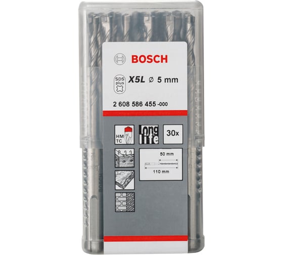 Бур по бетону SDS plus-7 (5x50x110 мм; 30шт.) Bosch 2608586455