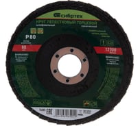 Круг лепестковый торцевой, конический (125x22.2 мм; P80) СИБРТЕХ 74085