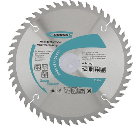 Пильный диск по дереву 200x32/30 мм, 48Т GROSS 73324