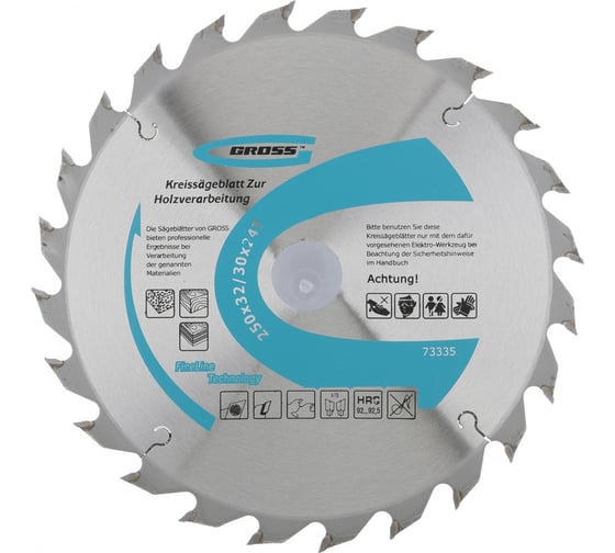 Пильный диск по дереву 250x32/30 мм, 24Т GROSS 73335 1