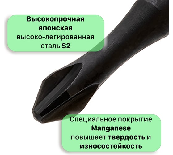 Бита для шуруповерта магнитная торсионная PH2, 50 мм, S2, (блистер), 10 шт Mr.Logo A050P2T-10