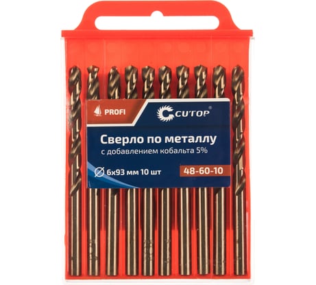 Сверло по металлу Profi (10 шт; 6х93 мм; Р6М5К5) CUTOP 48-60-10