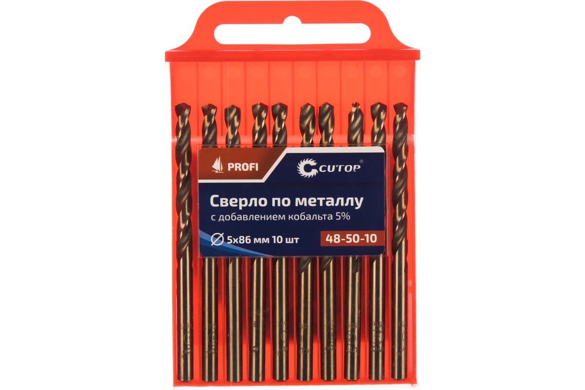 Сверло по металлу Profi (10 шт; 5х86 мм; Р6М5К5) CUTOP 48-50-10 ...