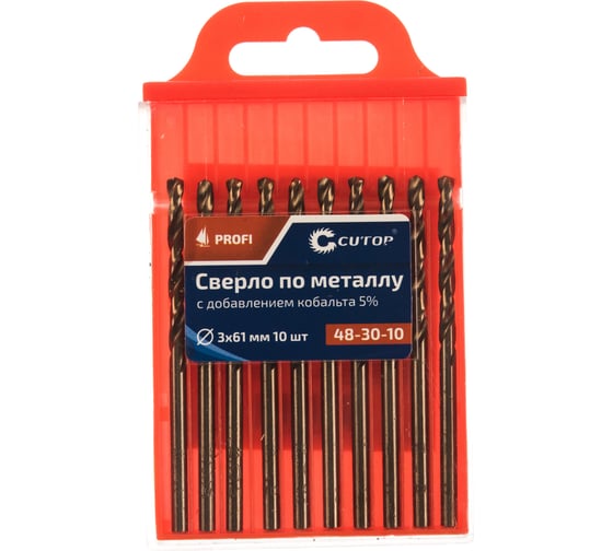 Сверло по металлу Profi (10 шт; 3х61 мм; Р6М5К5) CUTOP 48-30-10