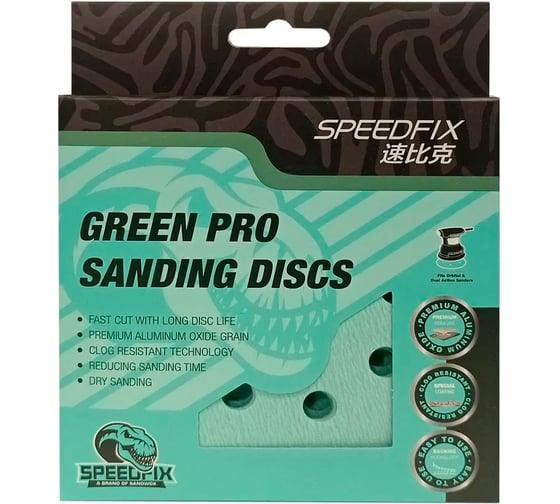 Диск шлифовальный на бумажной основе 137 Green Alo P240, 125 мм, 8 отверстий, 10 шт SANDWOX 137.125.240.08-10